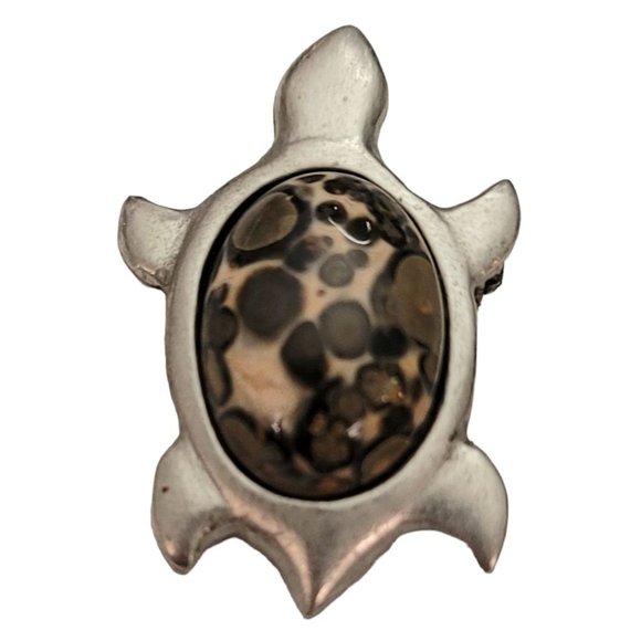 Kenneth Kantro Art Glass Pewter Turtle Pin Pendant, Signed E185 - Picture 6 of 6